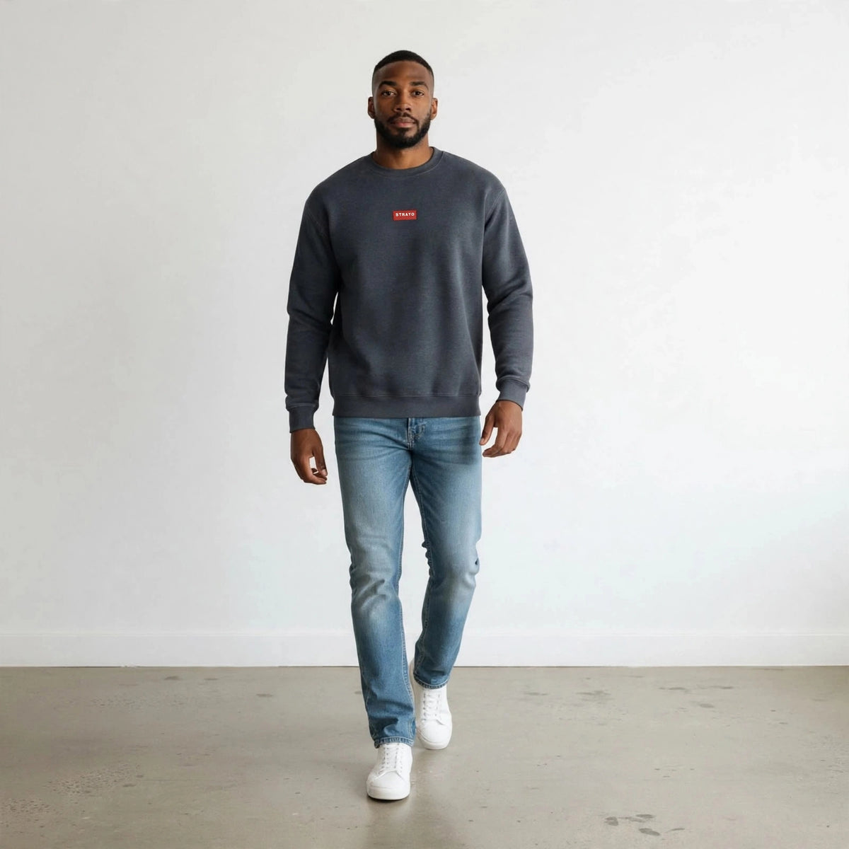 Charcoal Melange Crew-Neck Sweater