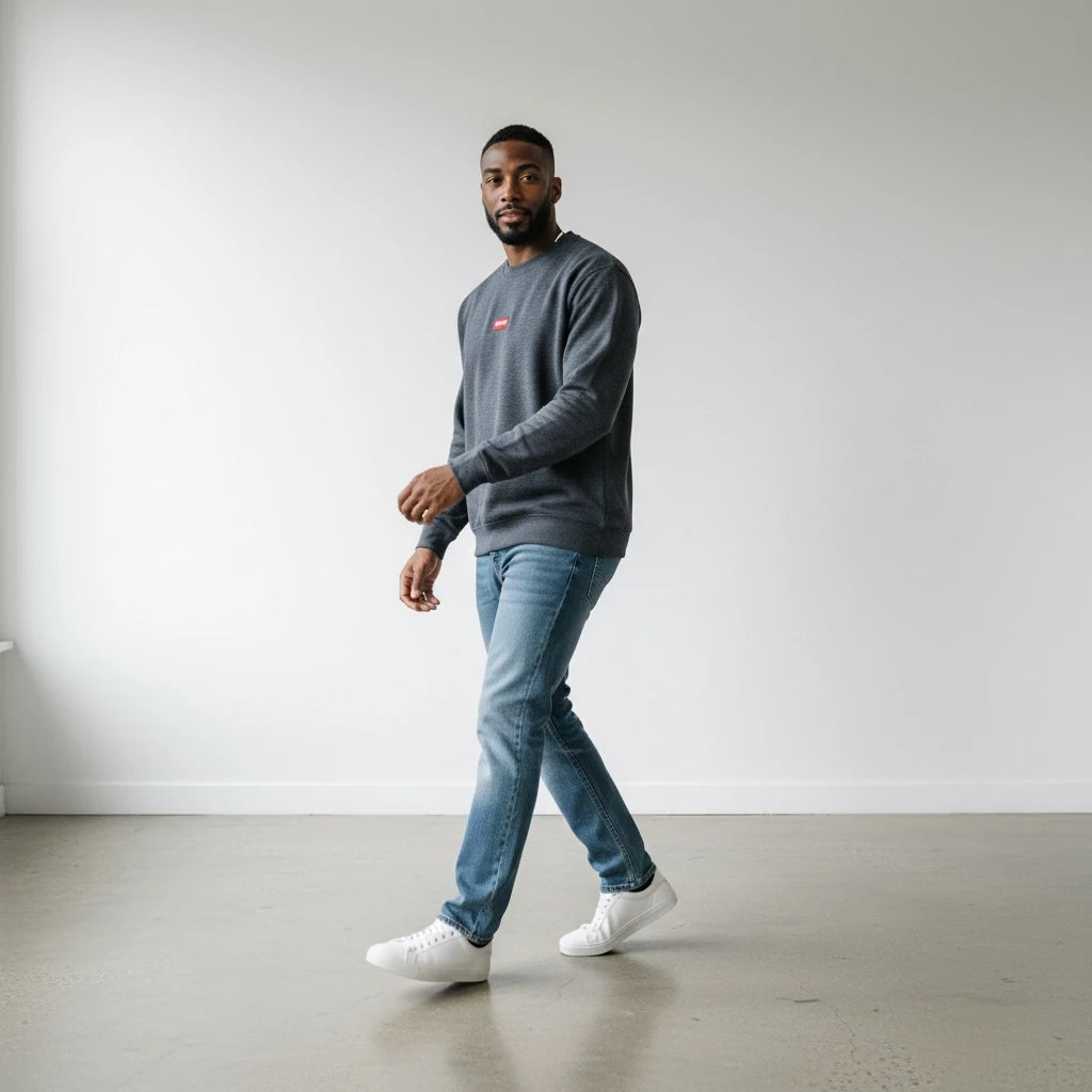 Charcoal Melange Crew-Neck Sweater